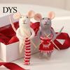 Soft Wool Felt Animal Figurines Christmas Mouse Ornament, Handmade Felted Hanging Decoration, Charming Window Displays Cute Knitting Doll for
