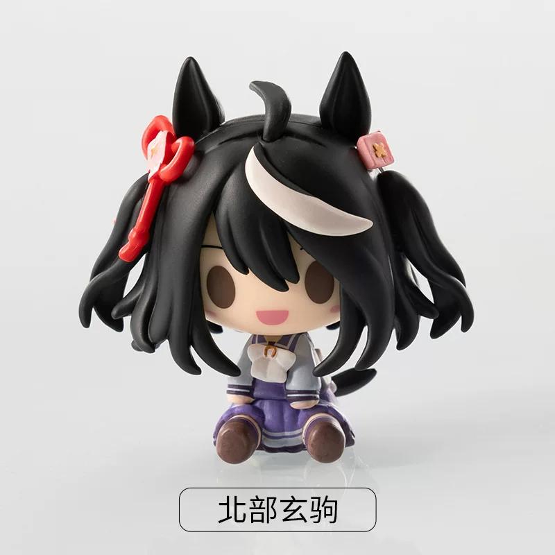 4Pcs/Set Uma Musume Pretty Derby Chibi Figures Mini Horse Ears Kitasan Black Gold Ship Tokai Teio Oguri Cap Cute Anime Model Toy
