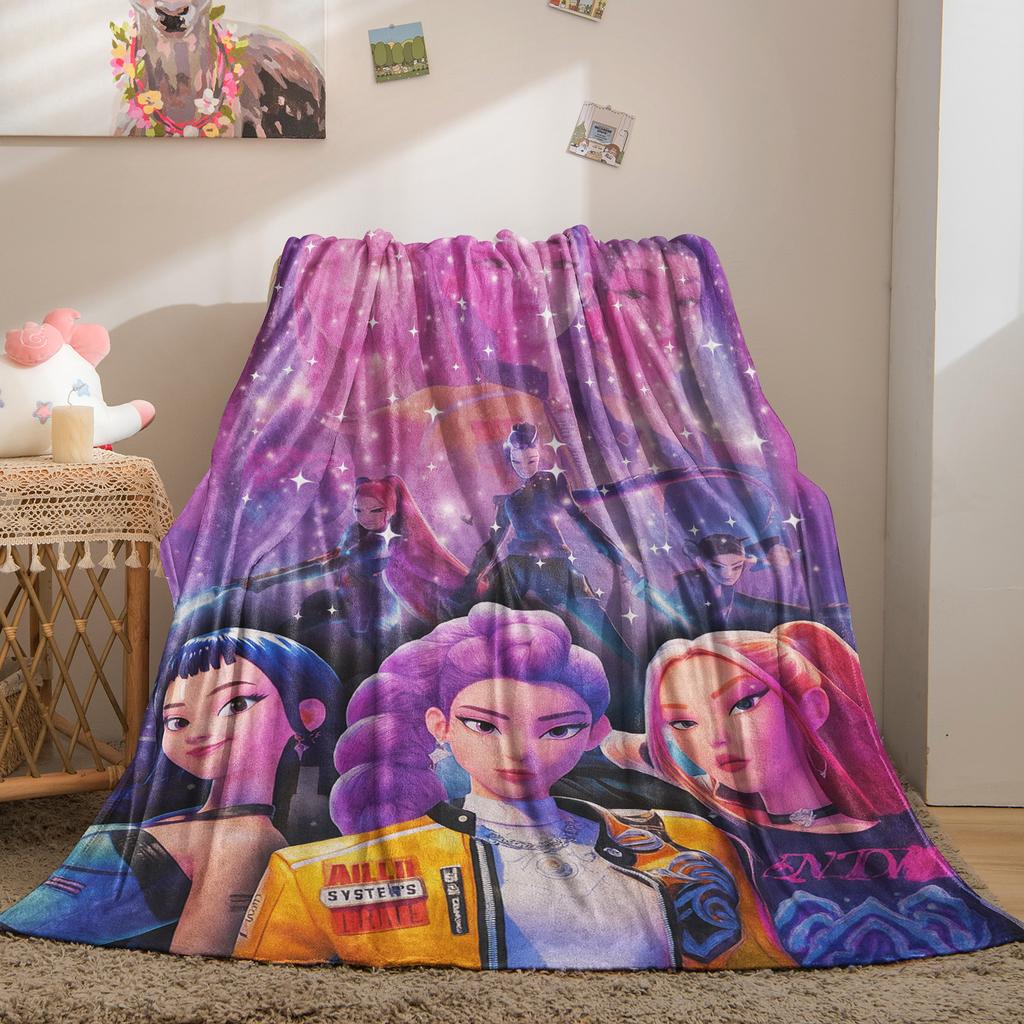 K-pop Girl Group HUNTR/X Starlight Themed Flannel Blanket for Adult Quality Soft Warm Universal Blanket for Travel Picnic Home