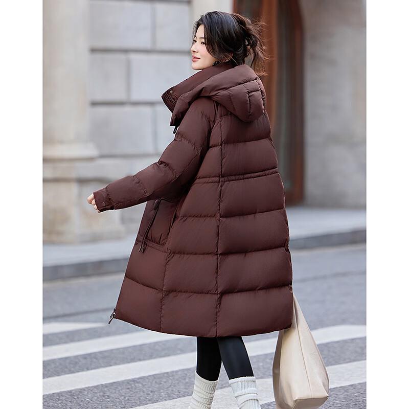 Fleeting Time Women's Elegant Hooded Mid-Length Down Jacket 255619Y1
