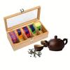 Bamboo Tea Storage Box 5 Compartments with Acrylic Window Flip Top Lid Airtight Container for Tea Bags Organizer, Chinese Tea Accessories