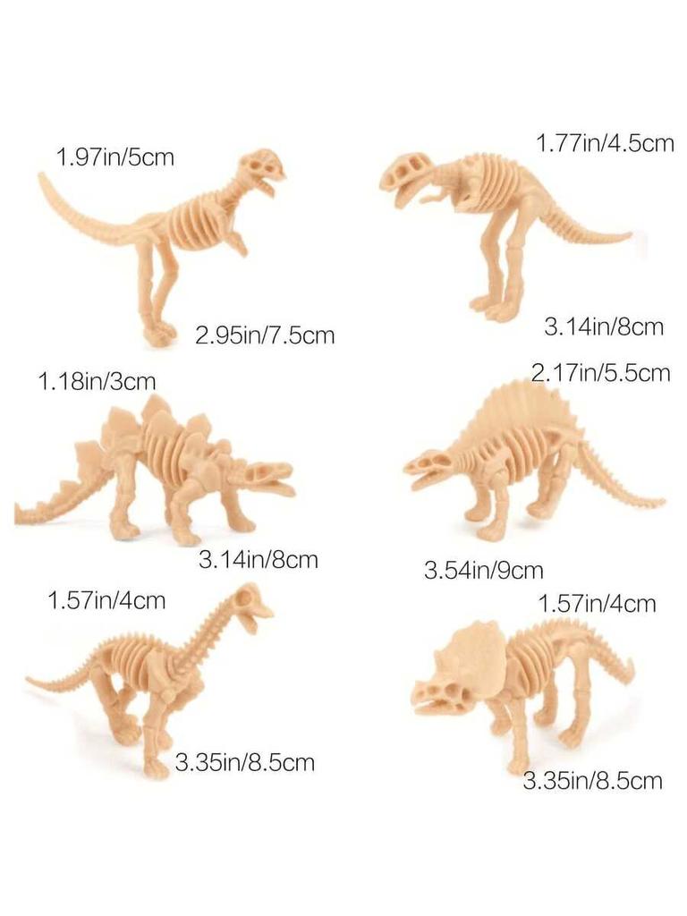 6pcs Dinosaur Skeleton Model Archaeological Excavation Dinosaur Simulation Tyrannosaurus Rex Stegosaur Triceratops Dinosaur
