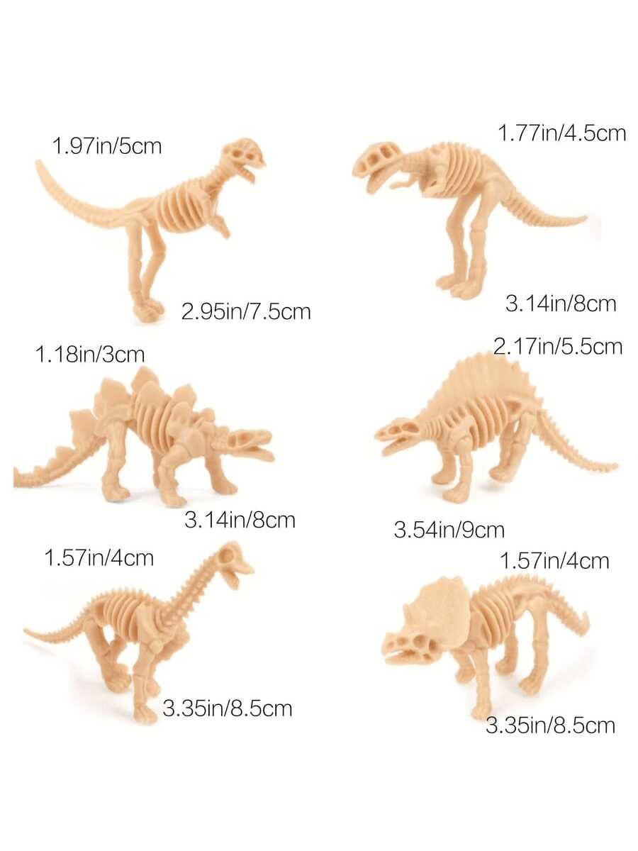 6pcs Dinosaur Skeleton Model Archaeological Excavation Dinosaur Simulation Tyrannosaurus Rex Stegosaur Triceratops Dinosaur