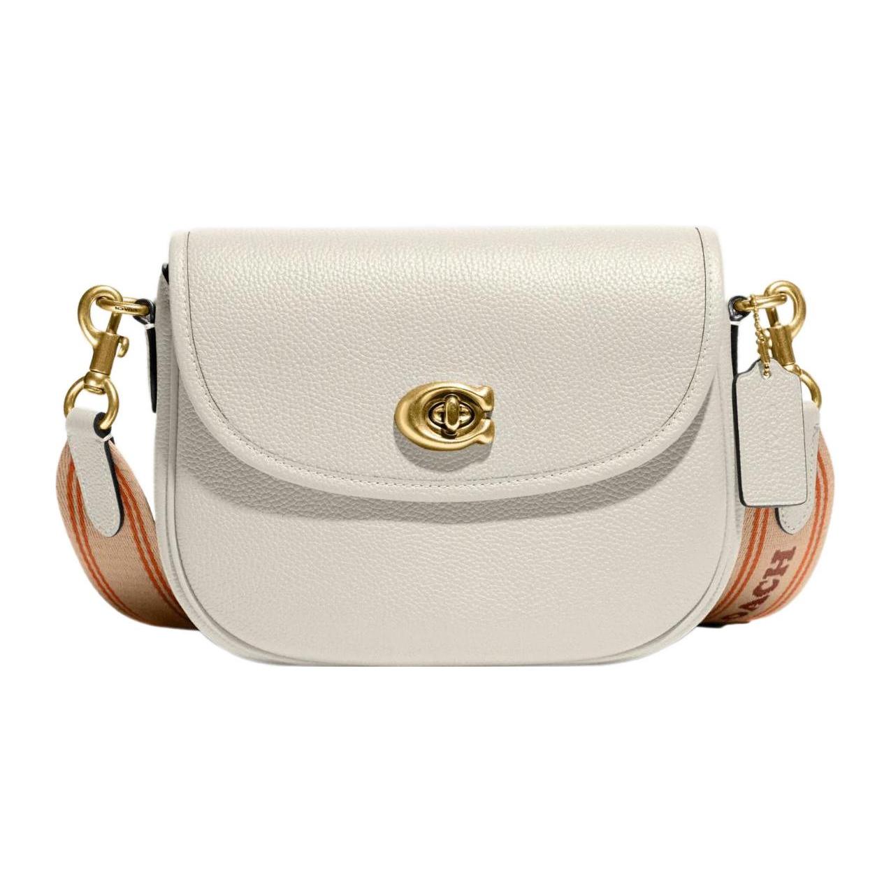 

Новая кожаная сумка-седло COACH Willow, сумка на плечо, сумка через плечо, маленький размер, женская, белая CA094-B4HA 22.1*7.6*17.8CM