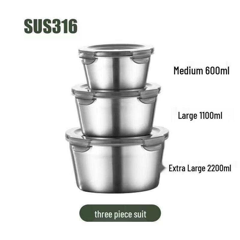 316 Stainless Steel Round Sealed Food Container Set