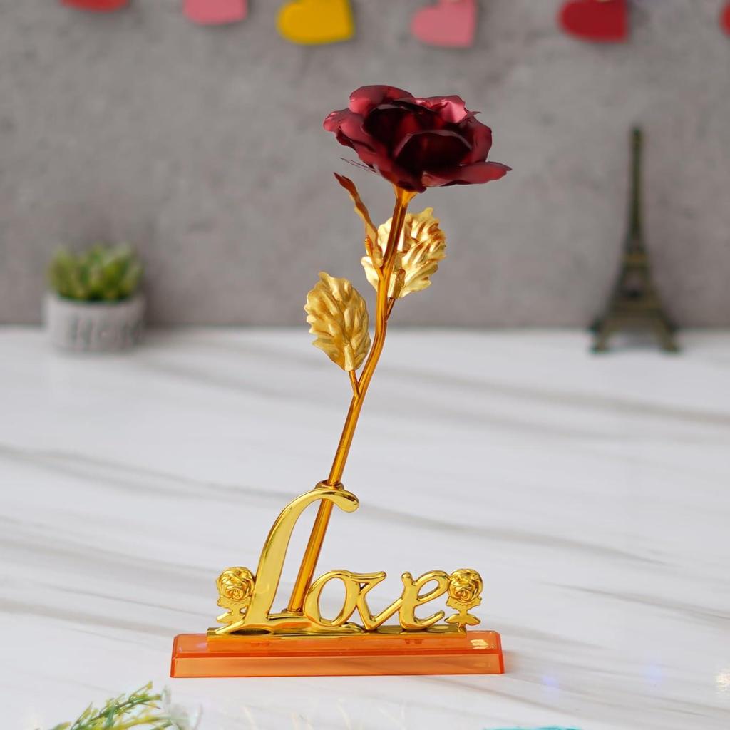Beste Wünsche Künstliche Rose Blume Dekorative Schaustück Geschenk | Valentinstagsgeschenk für Freundin Freund | Valentinstag Dekoartikel