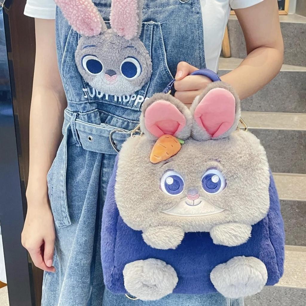Cute Zootopia cartoon Judy Nick large capacity backpack crossbody bag fluffy flap shoulder bag 0154 CLE