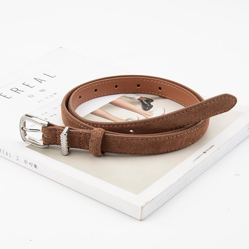 New Cowhide Suede Belt for Women Vintage Paired with Jeans Belt Decorative Trendy Leather Belt for Women