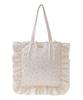 Maison De Fleur Rose Print Frill Tote Bag, Light Beige, Size F, 08000644800