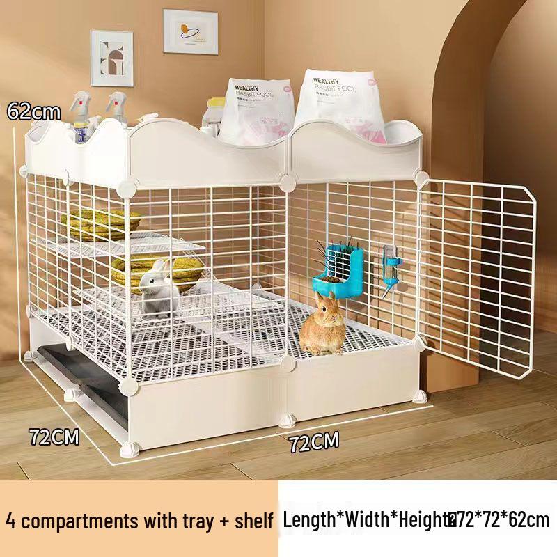 Large Indoor Rabbit Cage with Toilet, Splash-Proof and Secure for Guinea Pigs and Dwarf Rabbits