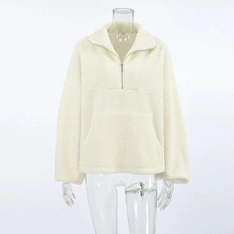 

Fashion Fashion Casual Cashmere Lantern Sleeve Stuffed Loose Sweater Plush Loose Top Clothing Beige L