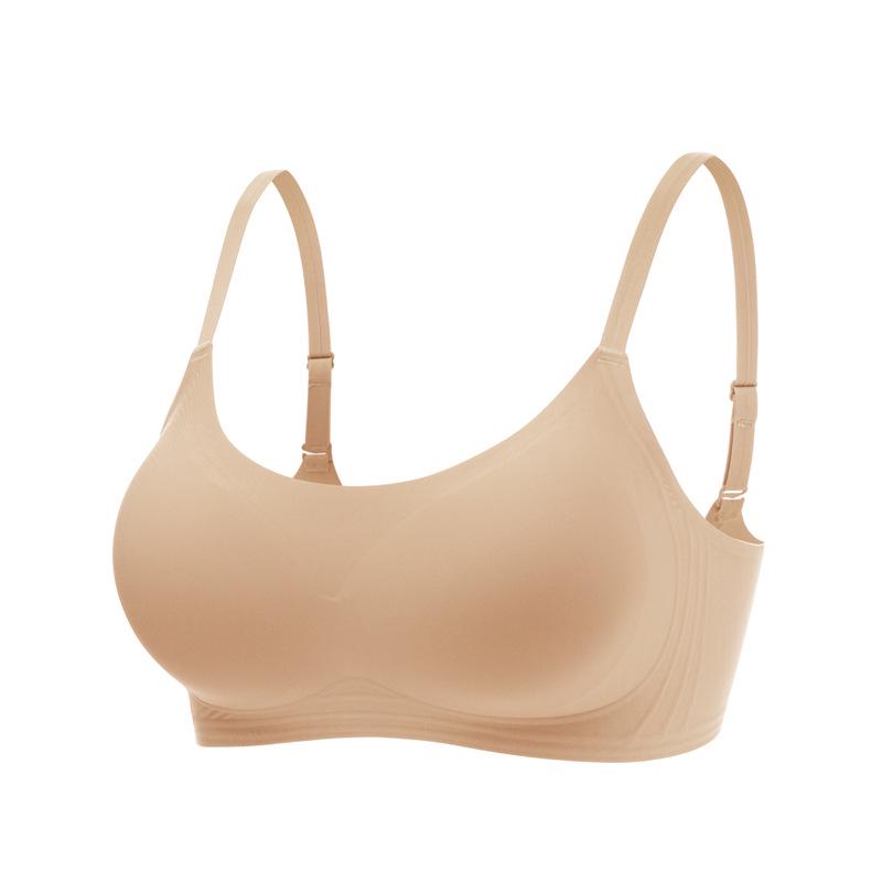 Women's Nude Seamless Wirefree Push-Up Bra Set with Jelly Strips, Adjustable for a Small Chest