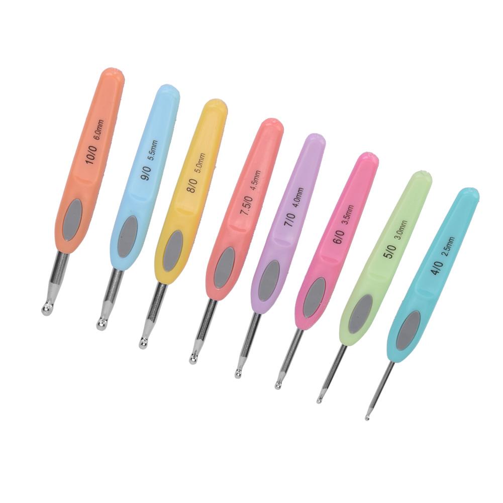 New Aluminium Crochet Hook Knitting Needles Stitches With Colourful Soft Plastic Handle