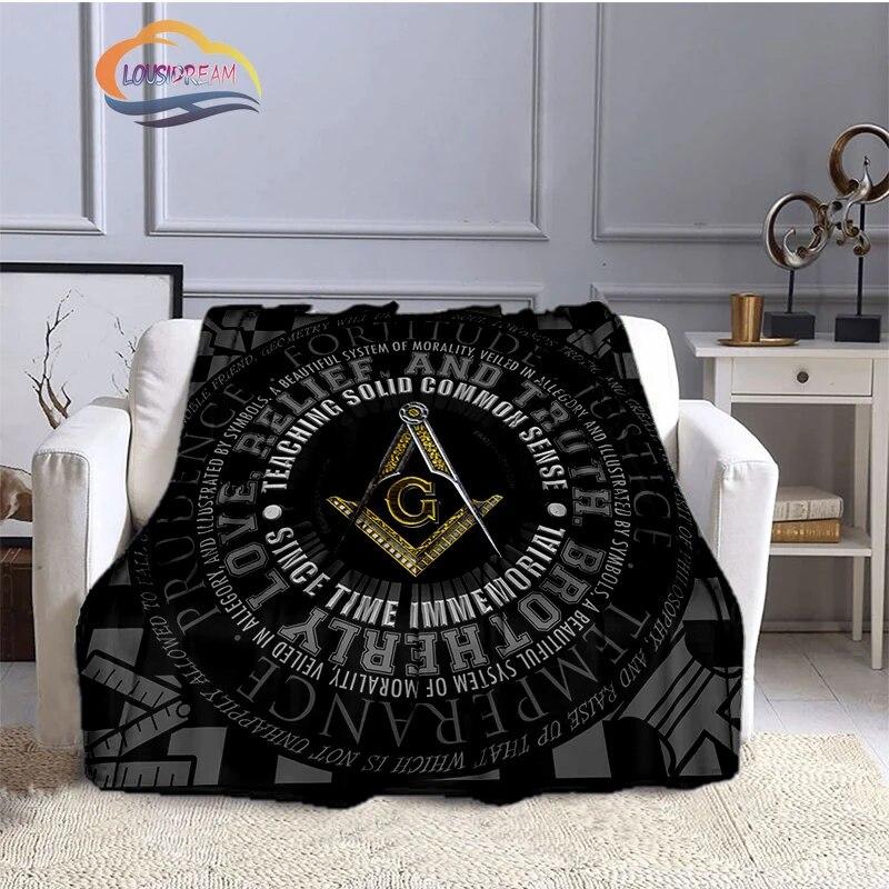 Fashion Patterns Masonic Portable Sofa Blanket Freemason Flannel Warm Four Seasons Camping Blanke Freemasonry Multi Size Blanket