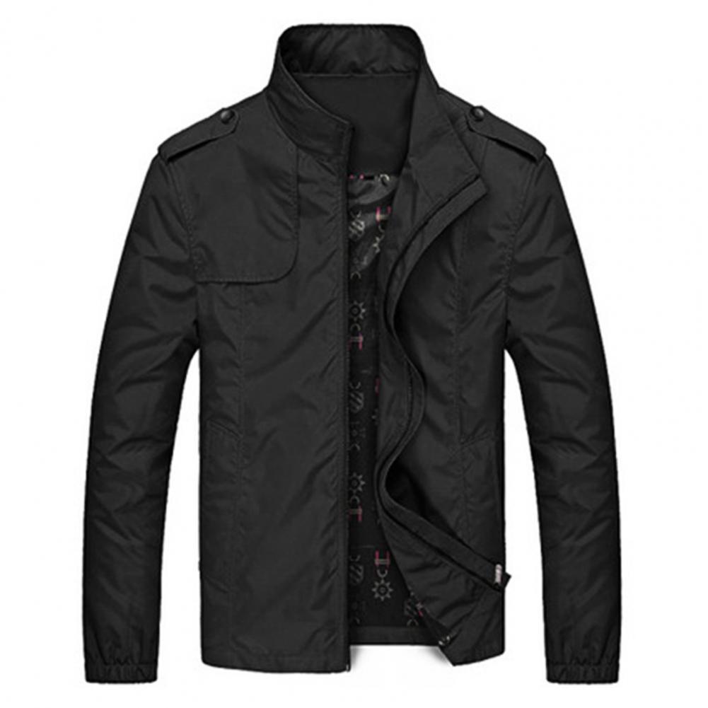 Men's Coat 3D Cutting Popular Zipper Closure  Solid Color  Stand Collar  Top Two Pockets Zipper Closure Casual Jacket for Autumn