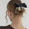 Pearl Tassel Bow Barrette_Black