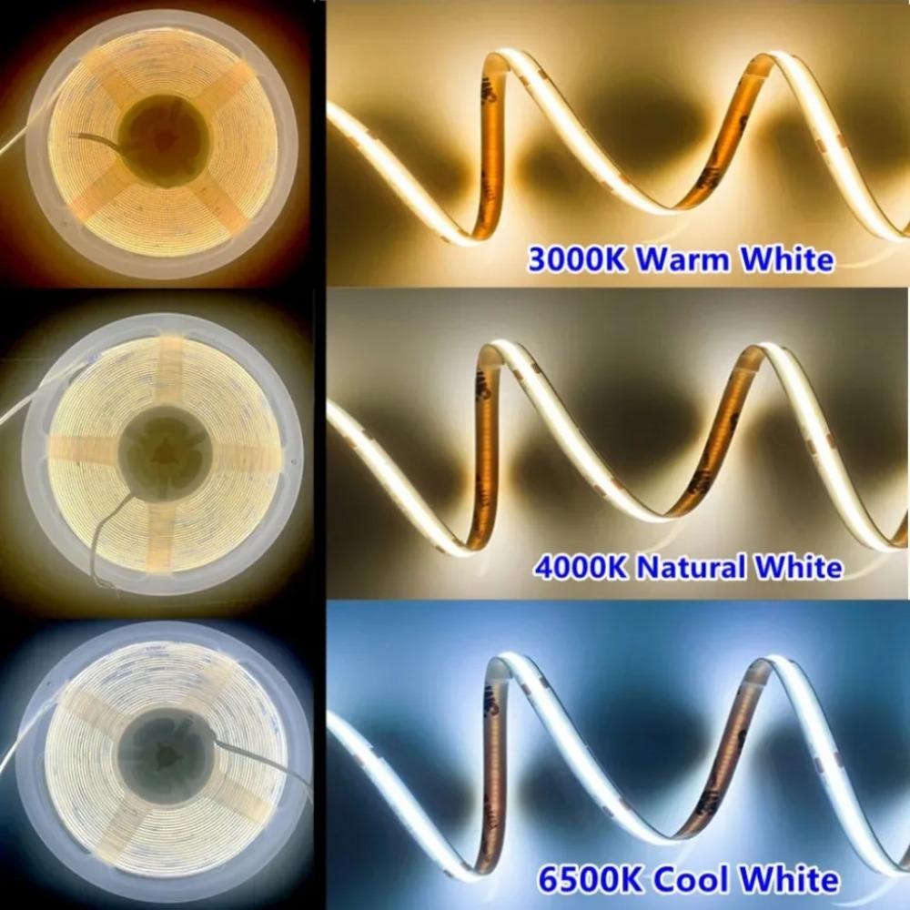 COB LED Strip Light High Density Linear Lighting 320/480Leds/m Flexible Tape Warm Natural White Red Blue Green Decor DC12 24V