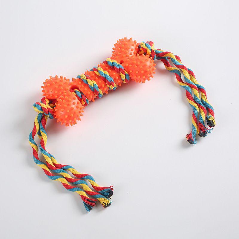

New Dog Toy Molar Rod Bite-Resistant Tooth Cleaning Bone Toothbrush Cleaning Bite Glue Pet Supplies ROPE BONE SHORT ORANGE