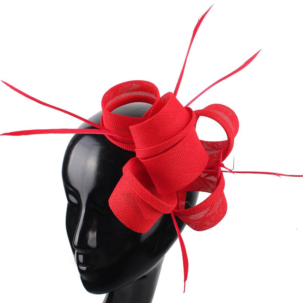 Wassermelonenrot Exquisites Schleifen-Stirnband Imitation Hanfgarn Kopfbedeckung Britische Haaraccessoires Society Ball Empfang