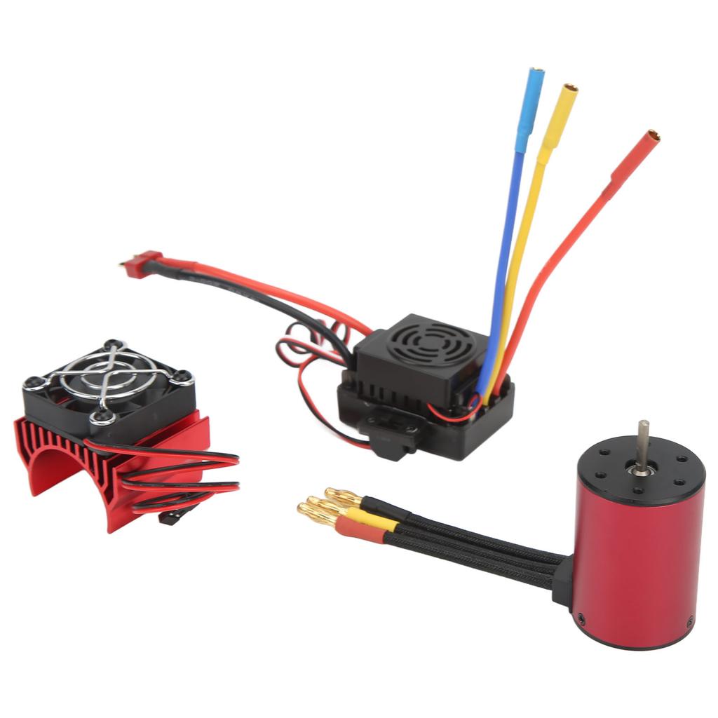 RC Waterproof Brushless 60A ESC S3650 2300KV Brushless Motor Kit with Motor Cooling Fan for 1 8 1 10 RC Car