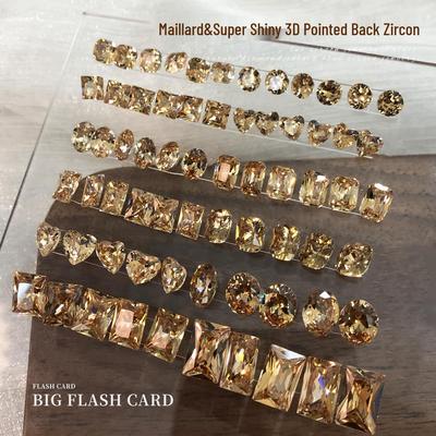 Champagne Zircon Nail Art Decorations - Sparkly Heart, Dove Egg, & Irregular Diamonds Nail Accessories