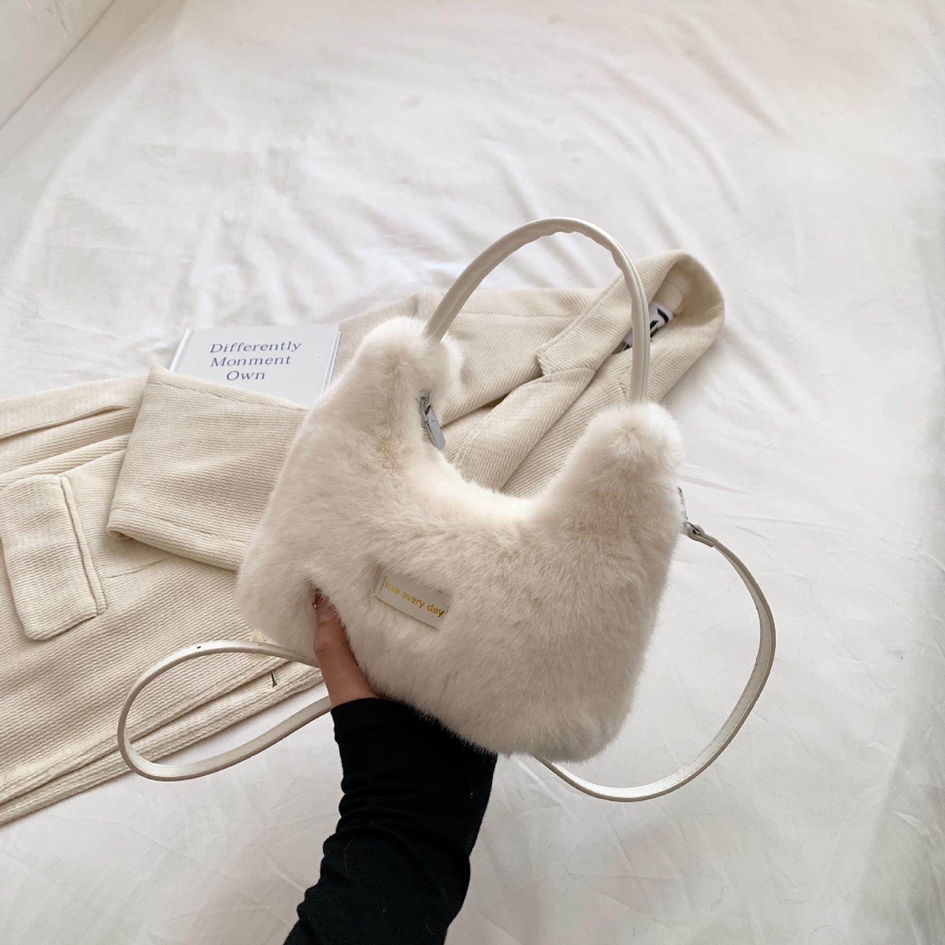 

Премиальная плюшевая сумка женская осенне-зимняя модная на плечо сумка-мессенджер Мао Мао портативная сумка-пельмень белый