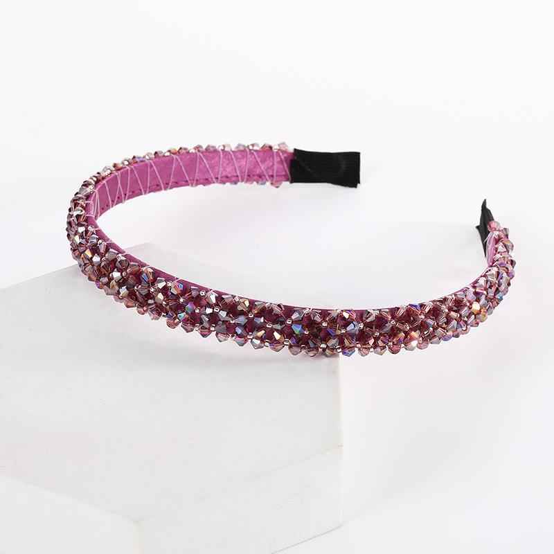 Handmade Beaded Headband Thin Cross Colorful Bead Braided Hairband Hair Rope Women Hair Accessories