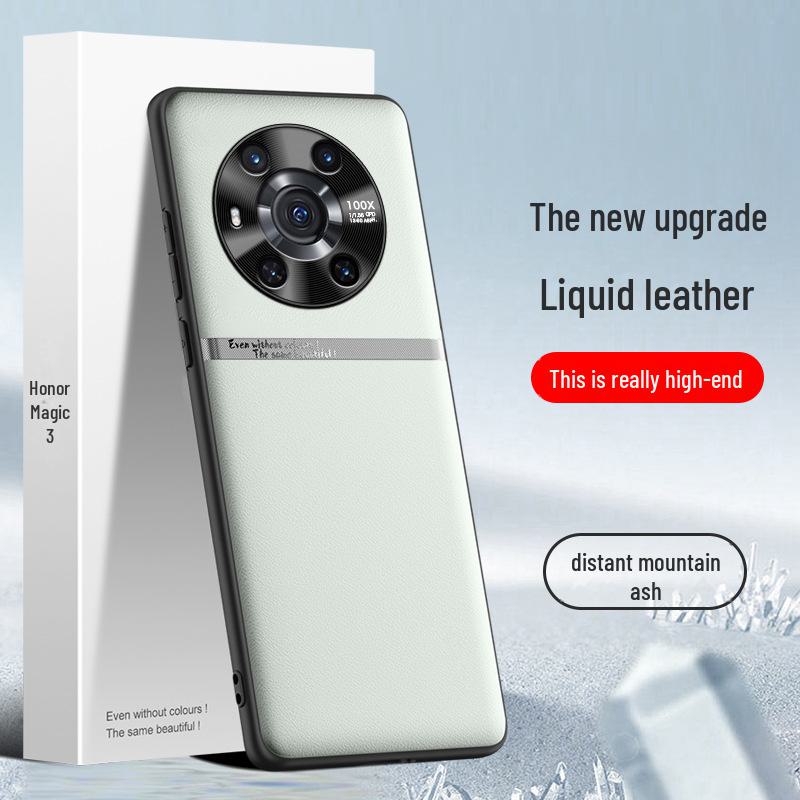 Protective liquid leather case for Honor Magic 3, anti-fall and anti-fouling, one-piece design.