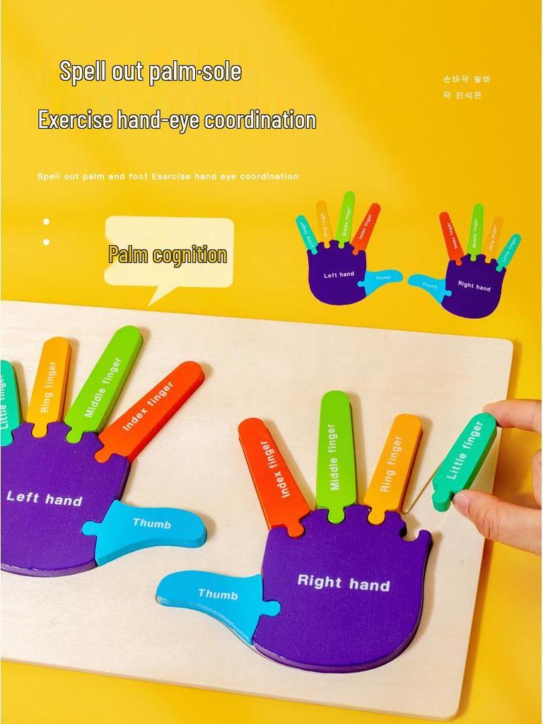 3D Wooden Puzzle: Hand, Foot, & Sole Cognitive Blocks for Early Childhood Education