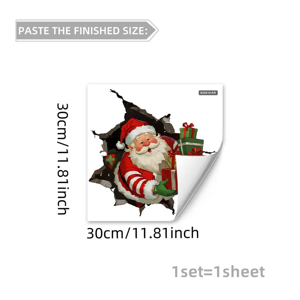 

Santa Claus Stickers Hole Design Sticky Wallpaper Removable Christmas Wall Clings for Workplace Home Bathroom Classroom Bedroom красный