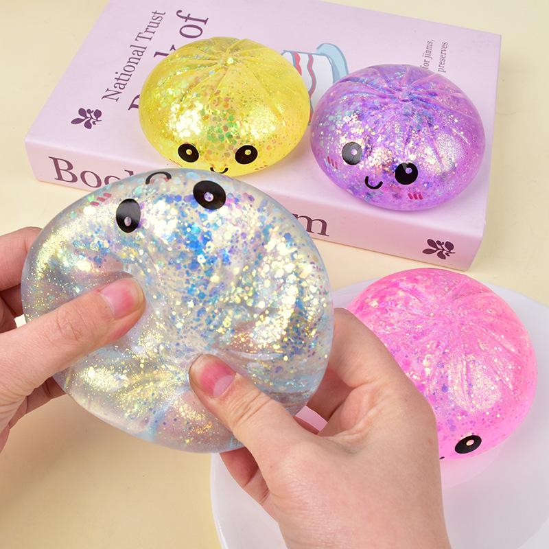 Pectin Char Siu Bao Stress Relief Squeeze Toy – Gold Thread Slow Rebound Bun