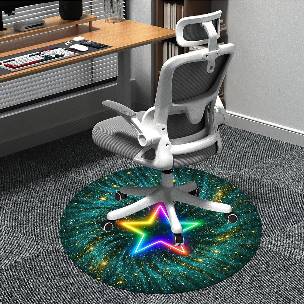 

1pc Neon Star Galaxy Chair Carpet for Office, Round Polyester Mat, Indoor Decor for Office, Washable Non-slip Carpet yy251219127 80cm by 80cm