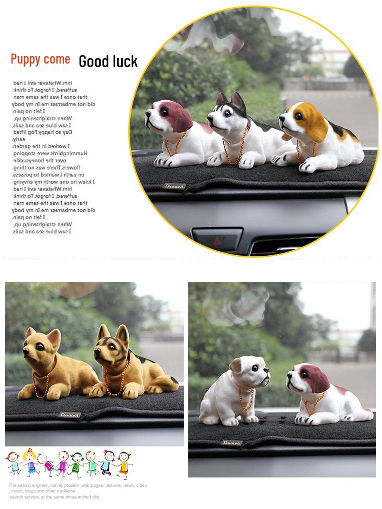 Creative Shaking Head Dog Ornament: Cute Car Dashboard Puppy Simulation