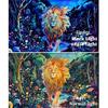 Obsecolors Blacklight Lion Tapestry UV Reactive Forest Wall Tapestry Trippy Galaxy Space Tapestries Colorful Flowers Plant Tapestries Wall Hanging