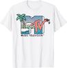 MTV Beach Island Flamingo Logo Vintage Graphic TShirt MTV Sunset Shape Boombox Checker Design Tee Top Unisex on The Moon Outfits