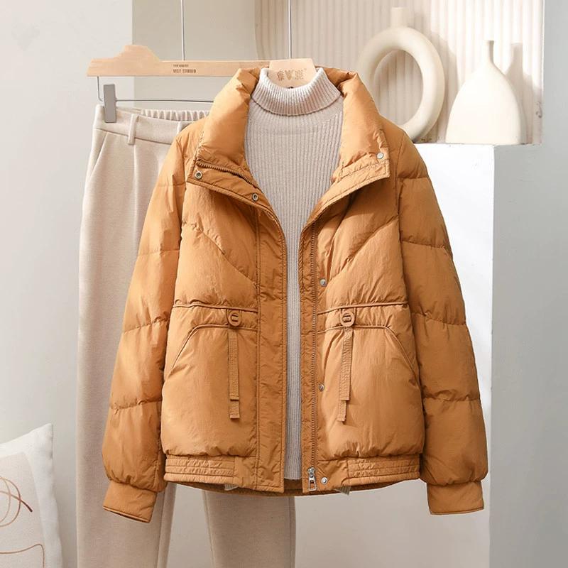 Autumn Winter Loose Fit Short Puffer Jacket Women's Cotton Down Jacket Thickened Bread Coat Stand Collar Trendy Korean Outerwear
