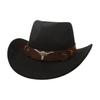 Ethnic Style Western Cowboy Hat Stage Jazz Hat Brown Ox Head Suede Top Hat