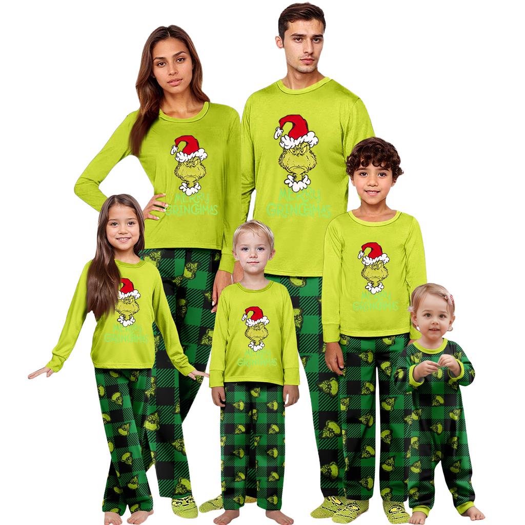 Parent-child Christmas Print Home Suit Long-sleeved Top And Pants
