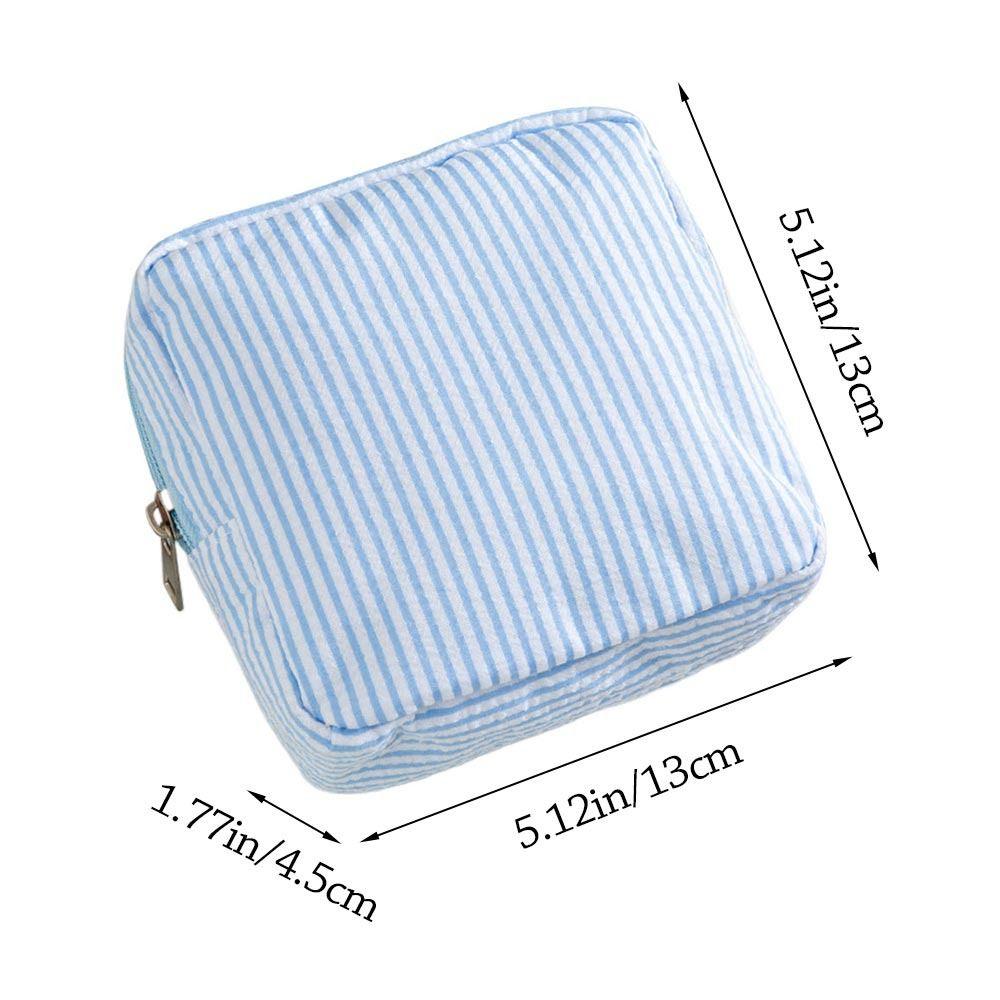 Essential Holder Seersucker Sanitary Napkin Pouch Striped Pattern Multi-functional Cosmetic Bag Mini Makeup Bag Women