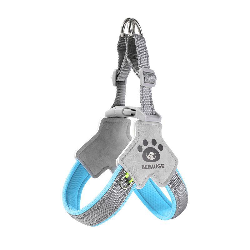

New Arrival Dog Breast Strap Breathable Plaid Thickened Hand Holding Rope Saddle Vest Reflective Dog Leash Pet Supplies L [11.00 kg-17.50 kg]] Sky Blue