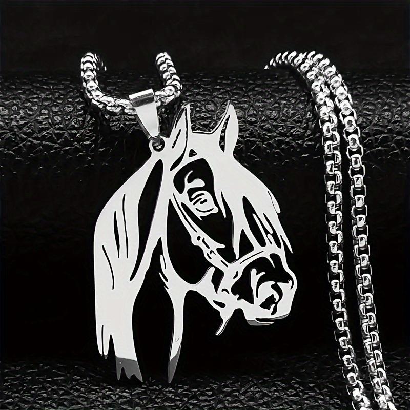 A unique horse head pendant necklace, a stylish stainless steel animal necklace suitable for both men and women.