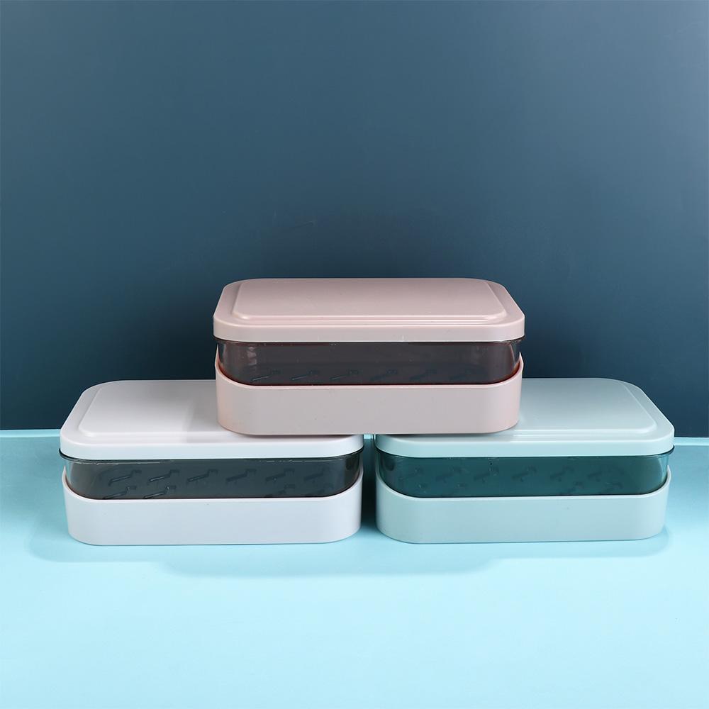 Waterproof Double Layer With Lid Sponge Plate Drain Soap Box Soap Dish Soap Case Soap Container