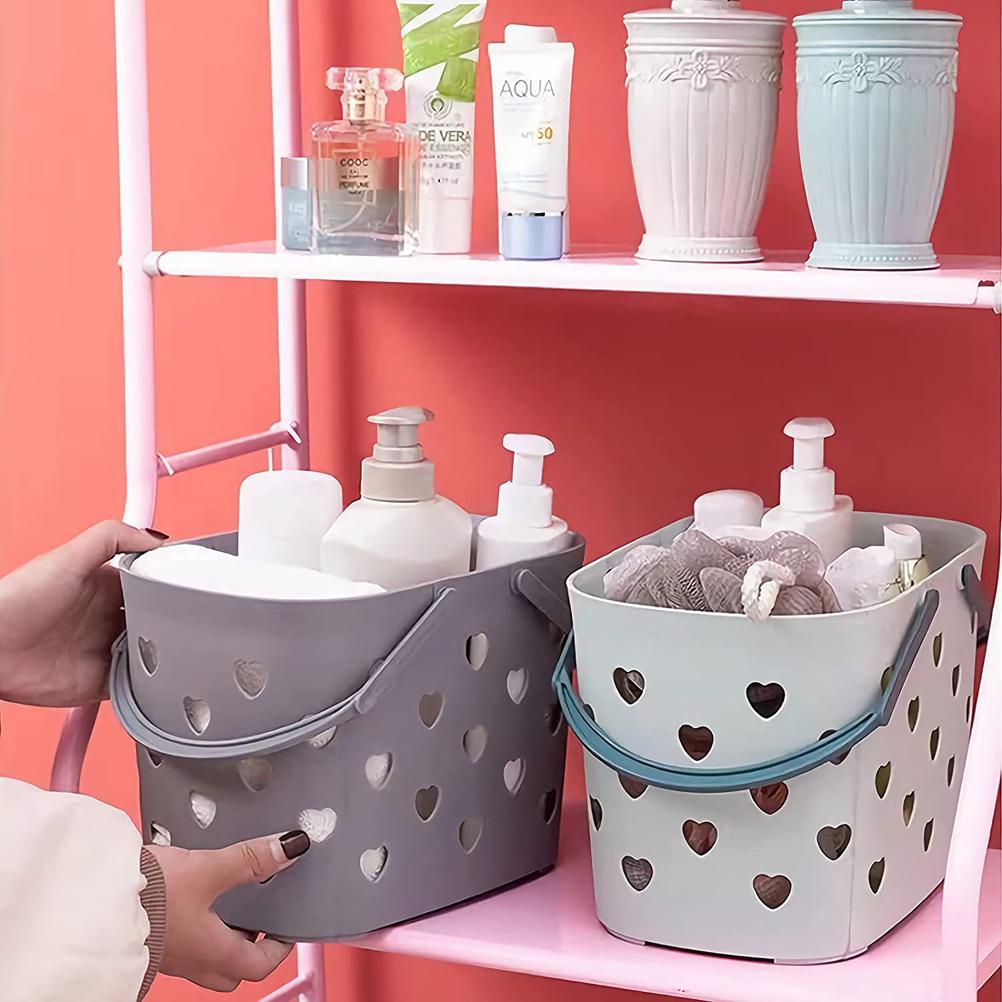 Portable Foldable Shower Basket Storage Bin Deep Green 24.5x16.5cm