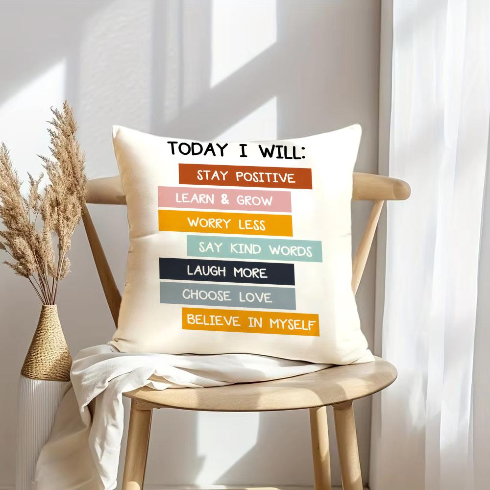 English Education Cushion Cover Soft Plush Throw Pillow Cover | Double-Sided Decorative Cushion Case | Sofa Bedroom Home Decor
