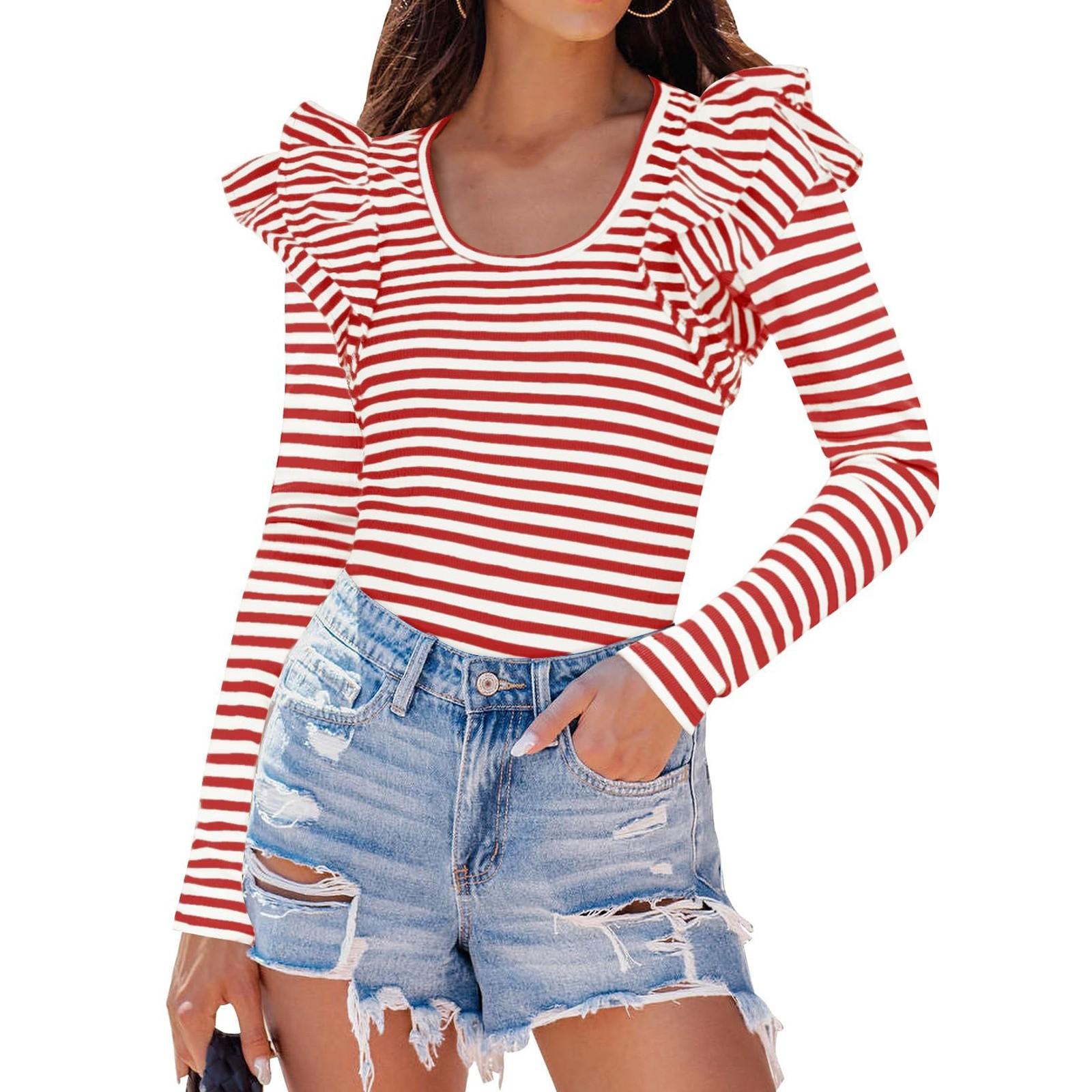 

Топы для женщин, пуловеры с длинными рукавами, повседневные рубашки, топ XS красный