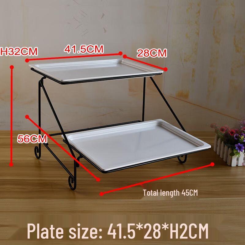 Nilxin Double-Layer Melamine Buffet Serving Platter with Clear Cover Medium Double-Layer Removable Stand
