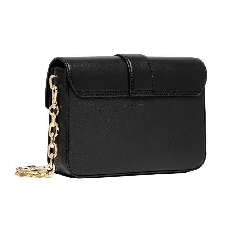 Michael Kors MK Carmen Classic Leather Chain Commuter Flap Shoulder Bag Women Bags Black 35S2GNML2L-BLACK