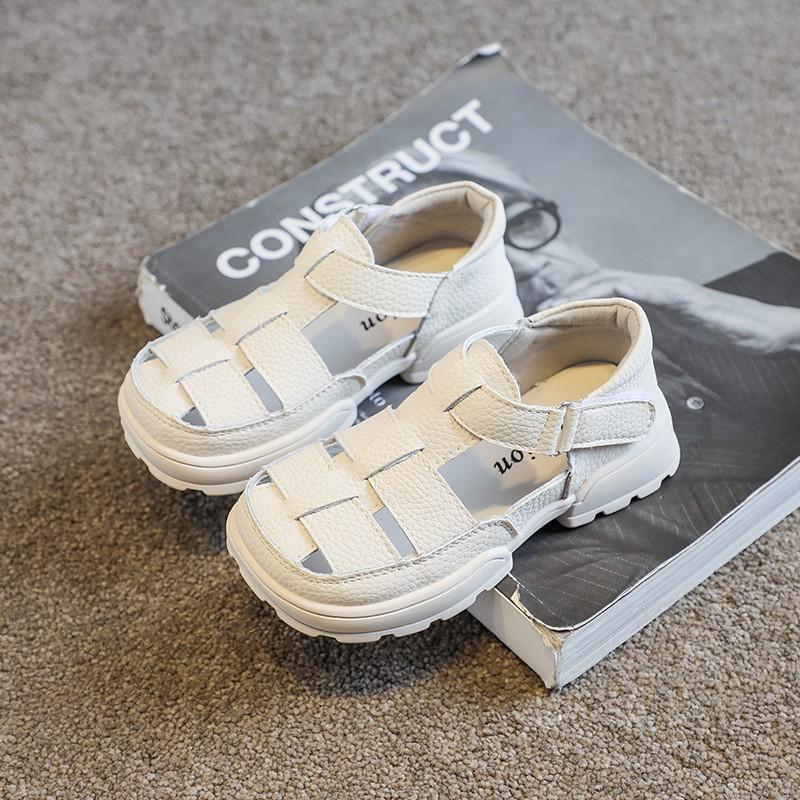 Girls Leather Sandals With Round Toe Rubber Sole Outdoor Beach Shoes Kids Ages 1-12