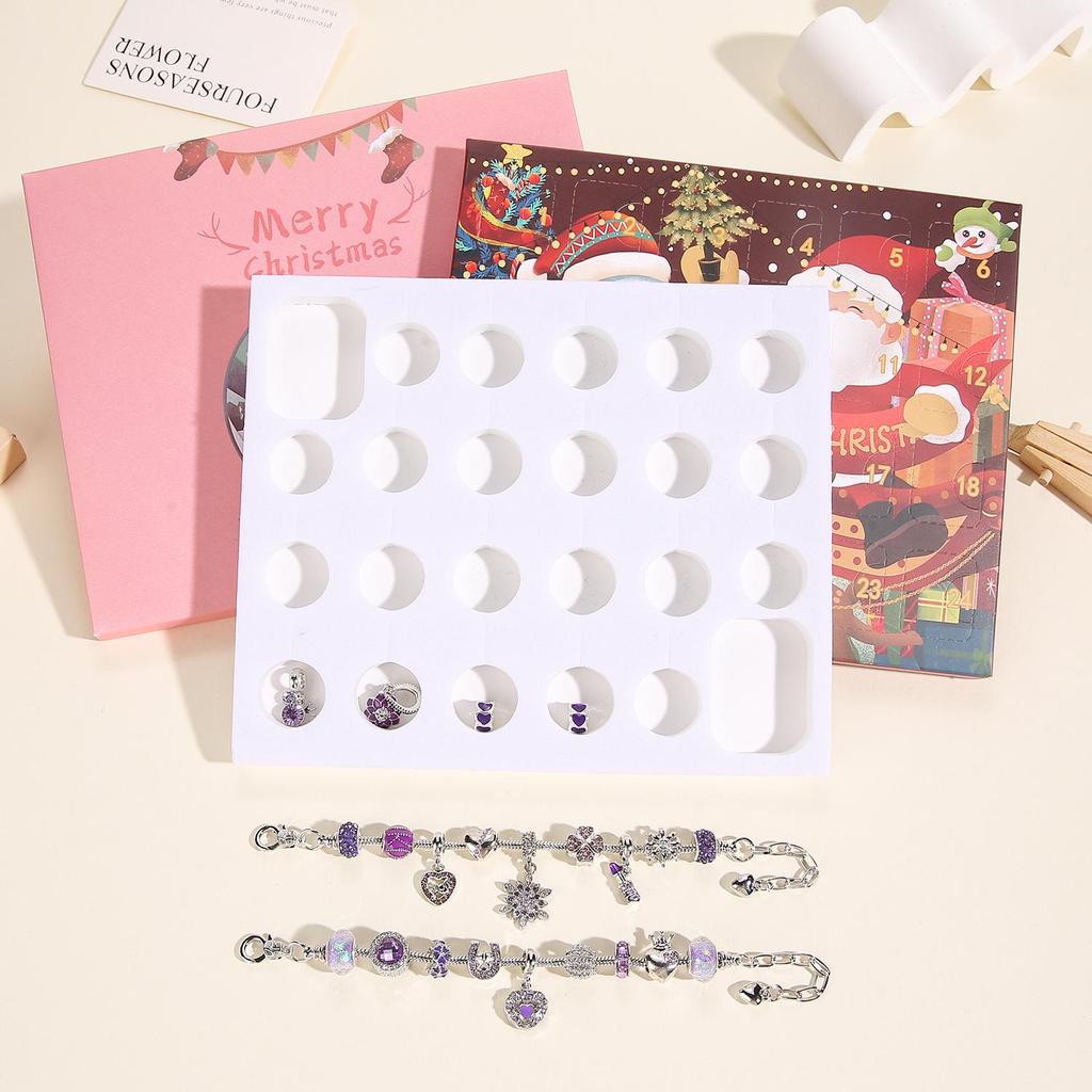 Blue & Purple Jewelry Advent Calendar Gift Box DIY Beading Kit for Christmas