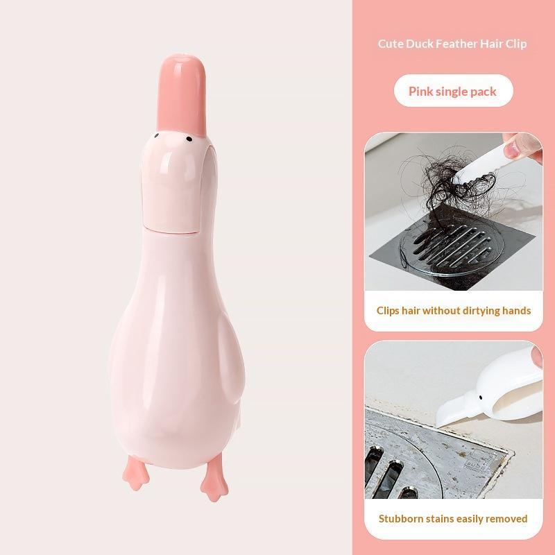 2-In-1 Cute Duck Shaped Double-Head Design Cleaning Clip Dust Stain Removal Shovel With Drainage Hole Bathroom Cleaner Tool